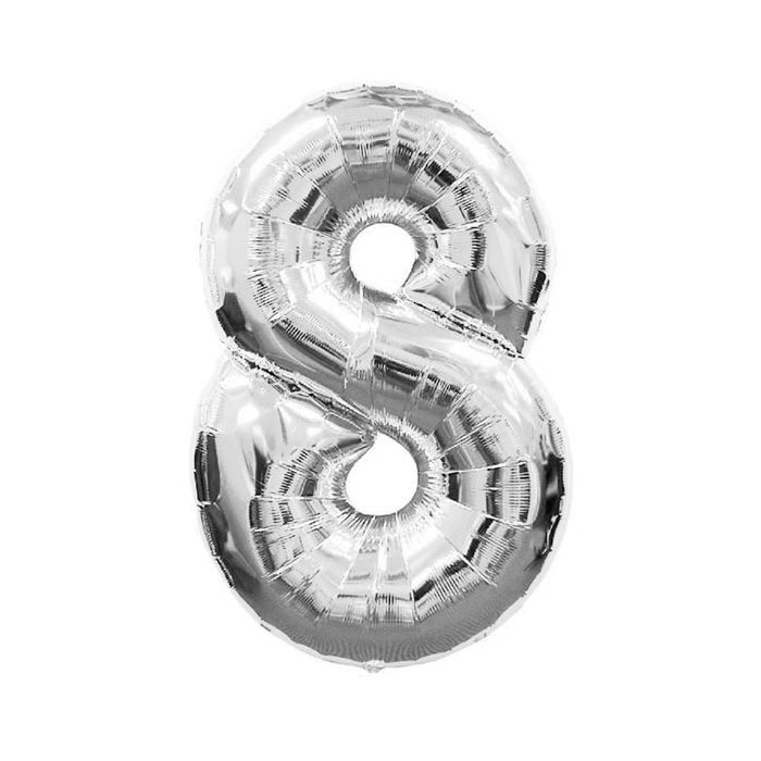 Folie Ballon 8 Zilver 43cm