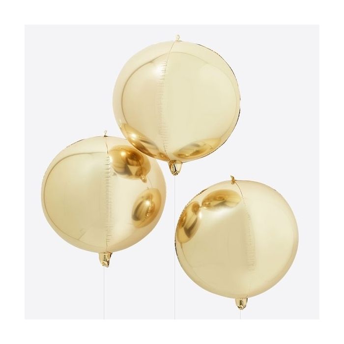 Orb Folieballonnen Goud (3 stuks)