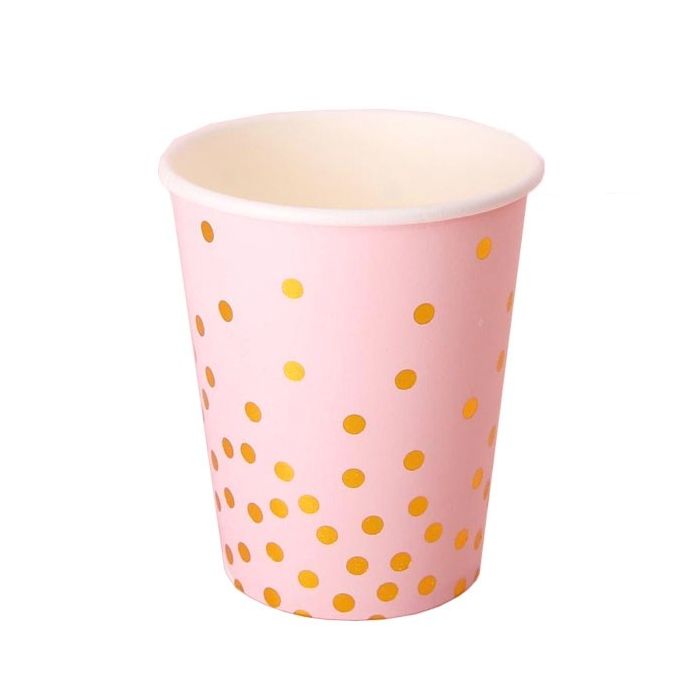 Bekers 'Gold Dots' Pastel Roze - 10st