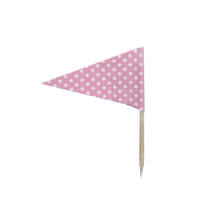 Prikkers Vlag Dots Roze/Wit (24st) 