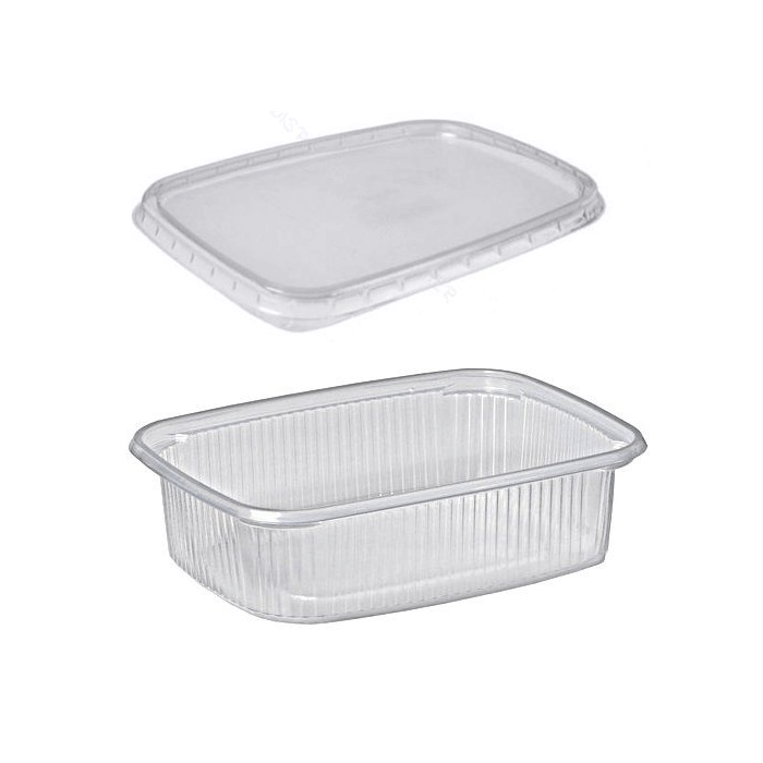 Saladebakjes Rechthoek met deksel 125cc - 100 stuks