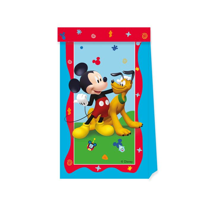 Papieren uitdeelzakjes Mickey Mouse - 4 stuks 