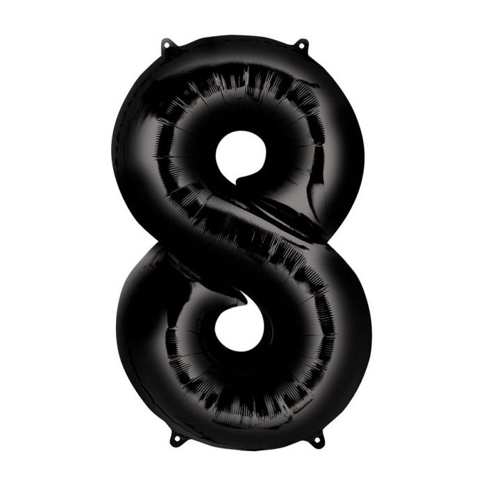 Folieballon 8 Zwart XL 