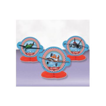 Gekleurde Honeycomb Planes geïnspireerd door Pixar’s film “Planes”, set van 3 geschikt als feestdecoratie.