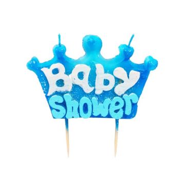 Kaars Babyshower Kroon Blauw