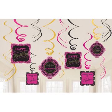 Swirl Happy Birthday Fuchsia