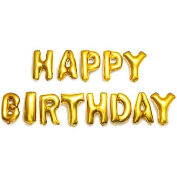 Folie Ballon 'Happy Birthday' Goud