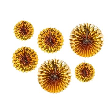 Deco Waaiers Metallic Goud 6dlg