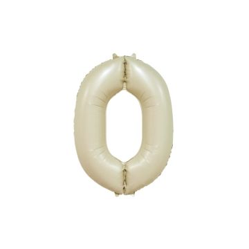 Folieballon Cijfer 0 - Creme - 86cm