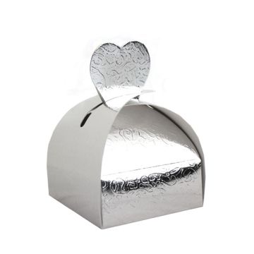 Vouwdoos Hart Relief Zilver