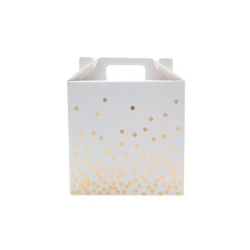 Cadeaudoos Dots Wit/Goud - 12x12cm - 3 stuks