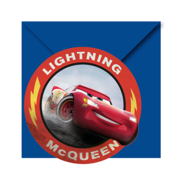 Uitnodigingen Cars - 6 stuks