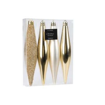 Hangdeco Ijspegel Goud - 14,7 cm - 4 stuks