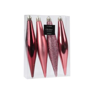 Hangdeco Ijspegel Rood - 14,7cm - 4 stuks