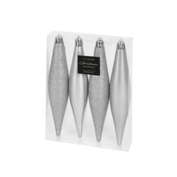 Hangdeco Ijspegel Zilver - 14,7cm - 4 stuks