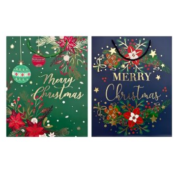 Cadeautas Merry Christmas in Blauw of Groen - Deze luxe cadeauverpakking is perfect voor het geven van een speciaal kerstcadeau.