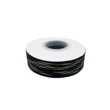 Satijnlint Dots Zwart & Goud - 22 meter 