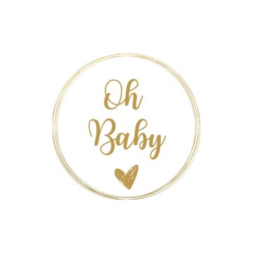 Stickers Oh Baby Wit/Goud (24st) 