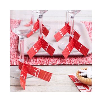 Glasdecoratie Sjaals Rood/Wit Ginger Ray (6st) 