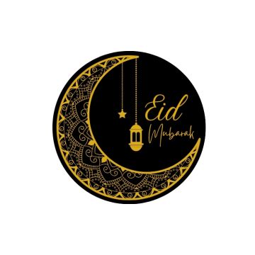 Stickers Eid Mubarak Lantaarn Zwart/Goud (24st) 