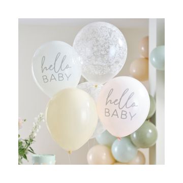 Ballonnen Hello Baby Floral Ginger Ray (5st)