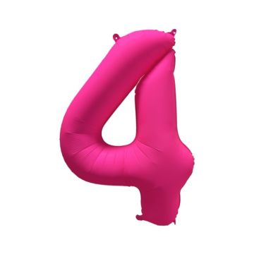 Folieballon Cijfer 4 Neon Roze