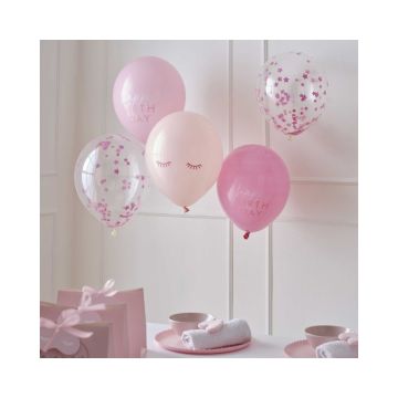Confetti Ballonnen Happy Birthday Roze Ginger Ray (5st) 