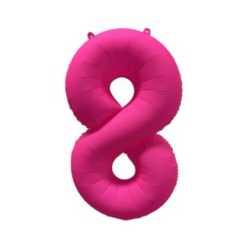 Folieballon Cijfer 8 Neon Roze