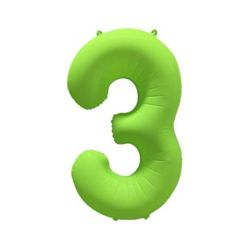 Folieballon Cijfer 3 Neon Groen