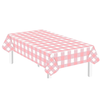 Plastic Tafelkleed Geruit - Roze & Wit - 137x274cm