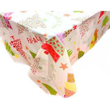 Plastic Tafelkleed Kerst Rendier Rood & Wit