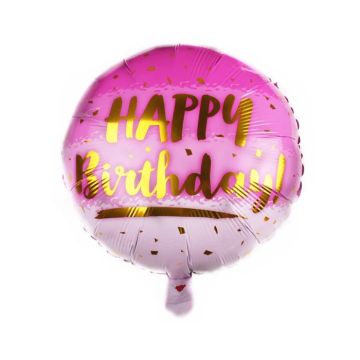 Folieballon Happy Birthday Ombre Roze (45cm)