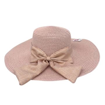 Zomerhoed met strik Dames Roze