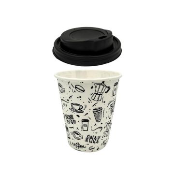 Koffiebekers met zwarte deksel