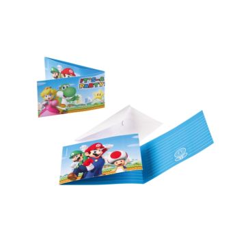 Super Mario Uitnodigingen - 8 Stuks voor Een Knallend Feest!