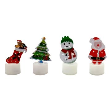 LED Theelichten Kerstfiguren - 7cm - 12 stuks