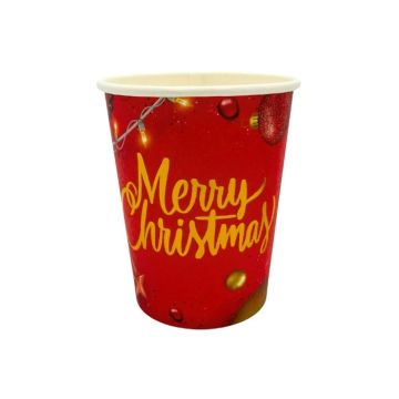 Kartonnen Bekers Merry Christmas Stars - 10 stuks