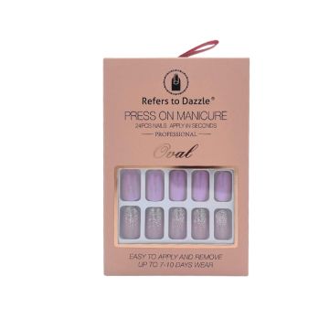 Press On Kunstnagels Purple & Glitter 