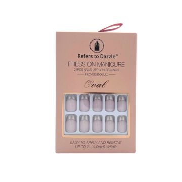 Press On Kunstnagels French Tip Zilver 