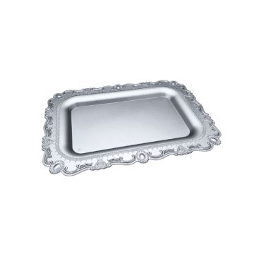 Plastic Dienblad Rechthoek Mat Zilver (46x31,5cm) 