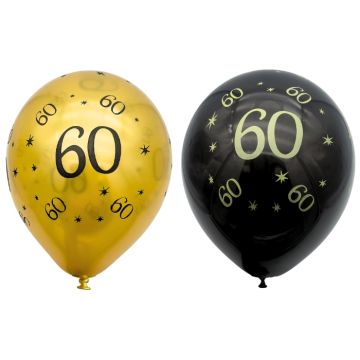 Ballonnen 60 Jaar Goud & Zwart (10st) 