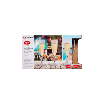 Een elegante set van zes herbruikbare champagneglazen met kristaleffect, perfect voor feesten, trouwerijen, picknicks en barbecues.