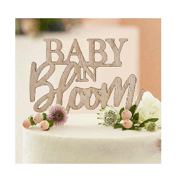 * Houten Taarttopper Baby in Bloom Ginger Ray