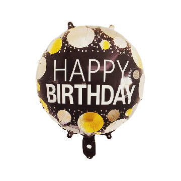 Folieballon Zwart Happy Birthday Dots 