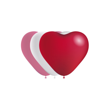 Ballon Hart Rood-Wit-Roze - 10 stuks 
