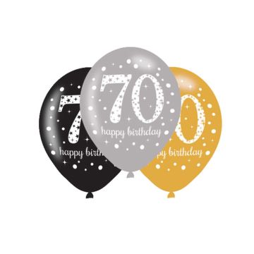 Ballonnen 70 Happy Birthday Sparkling (6st)