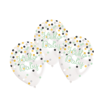 Confetti Ballonnen Hello Baby (6st) 