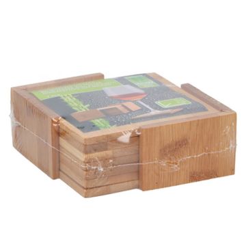 Onderzetters Bamboe met houder (7dlg)
