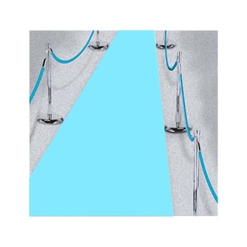 Uitgerolde blauwe loper van 4,5 meter lang en 60 cm breed voor feestelijke entree
