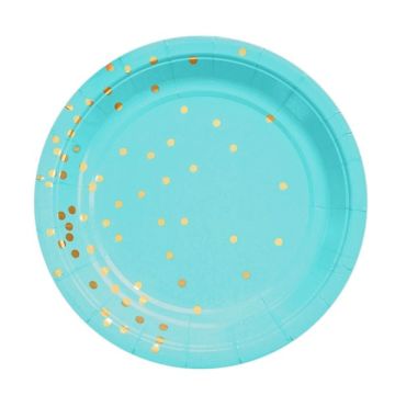 Borden 'Gold Dots' Pastel Blauw (10st)